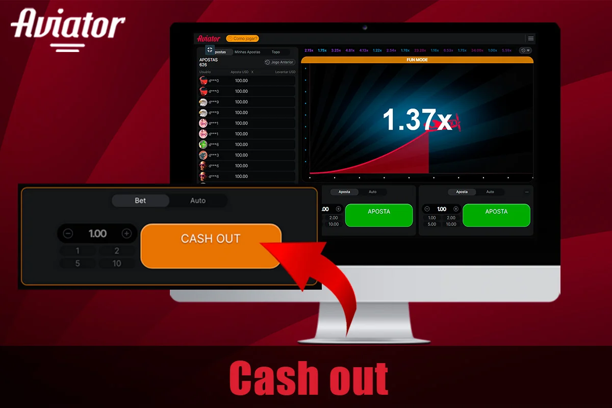 Informações sobre o Cash out no Aviator