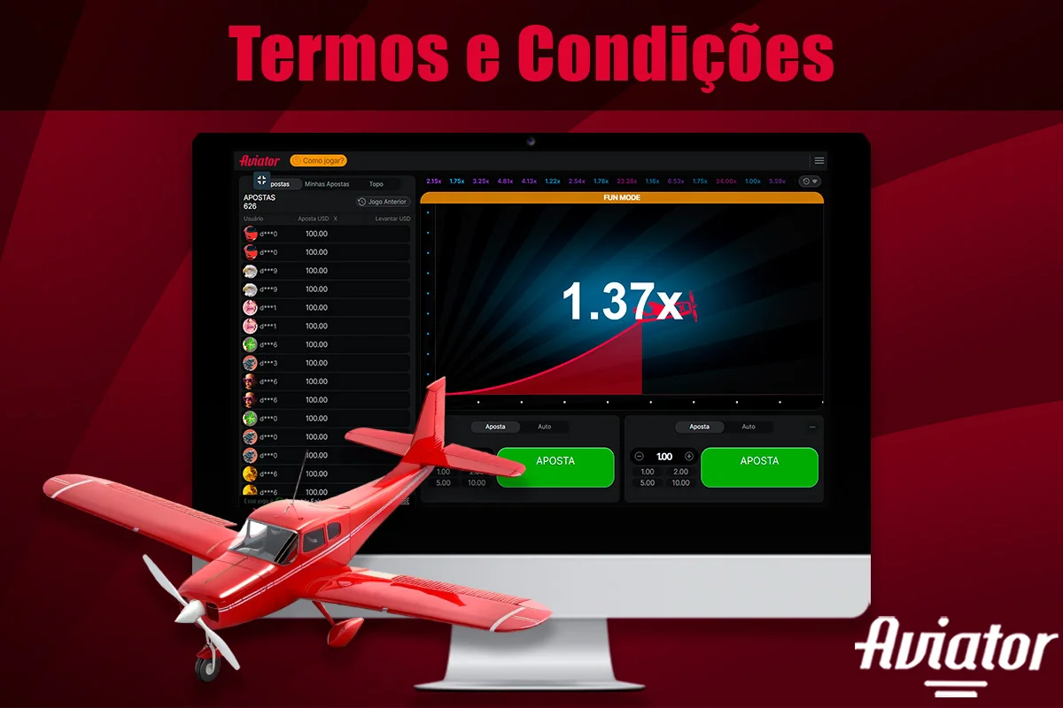 Informações sobre a Termos e Condições da Aviator's